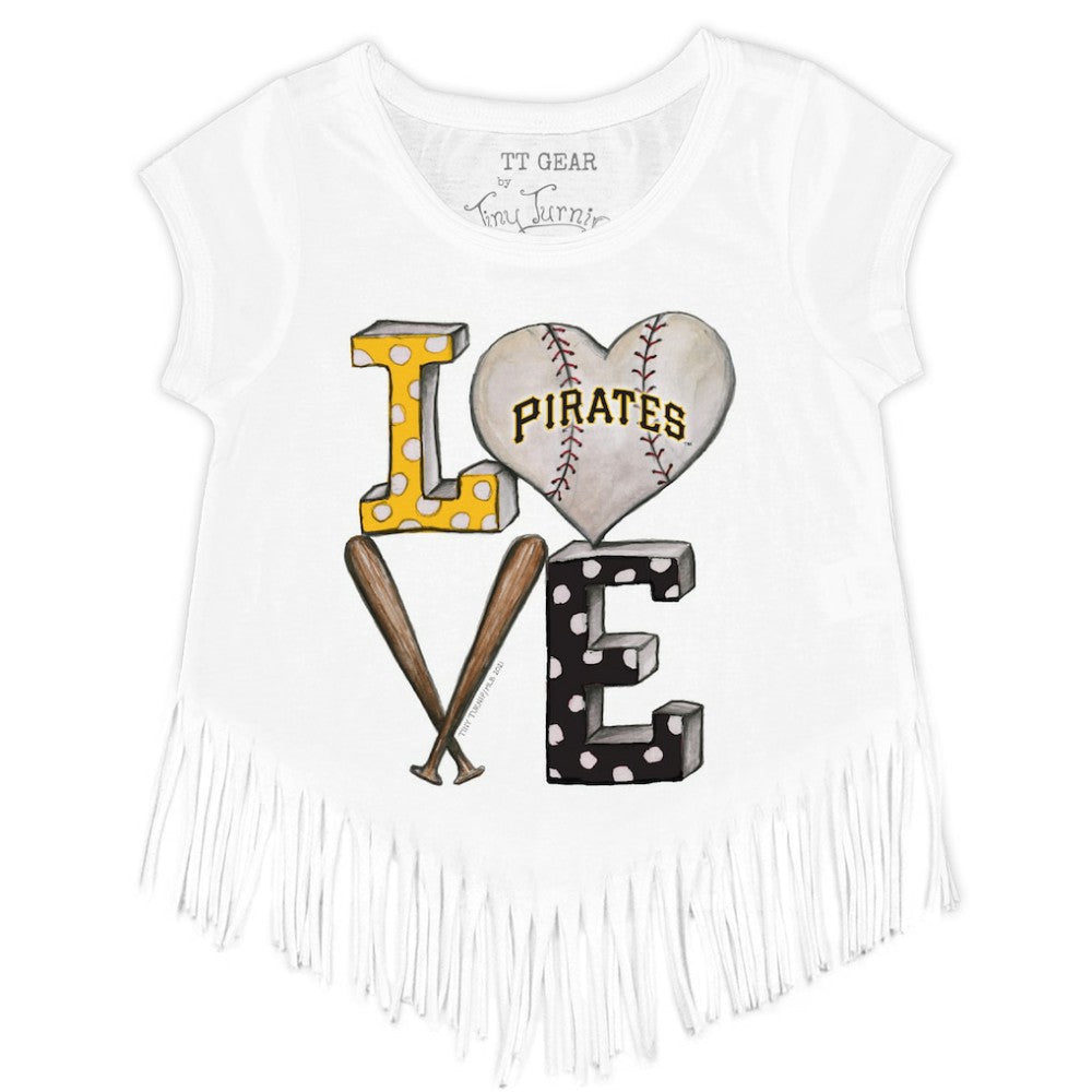 Pittsburgh Pirates Tiny Turnip Girls Youth Baseball Love Fringe T-Shirt - MLB T-shirts