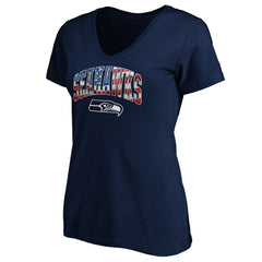 Seattle Seahawks Women's Banner Wave V-Neck T-Shirt | NFL New