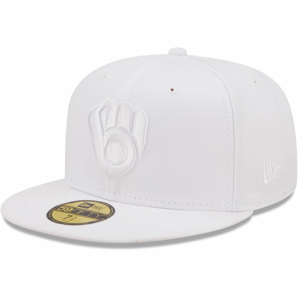Milwaukee Brewers New Era White on White 59FIFTY Fitted Hat - MLB Hats