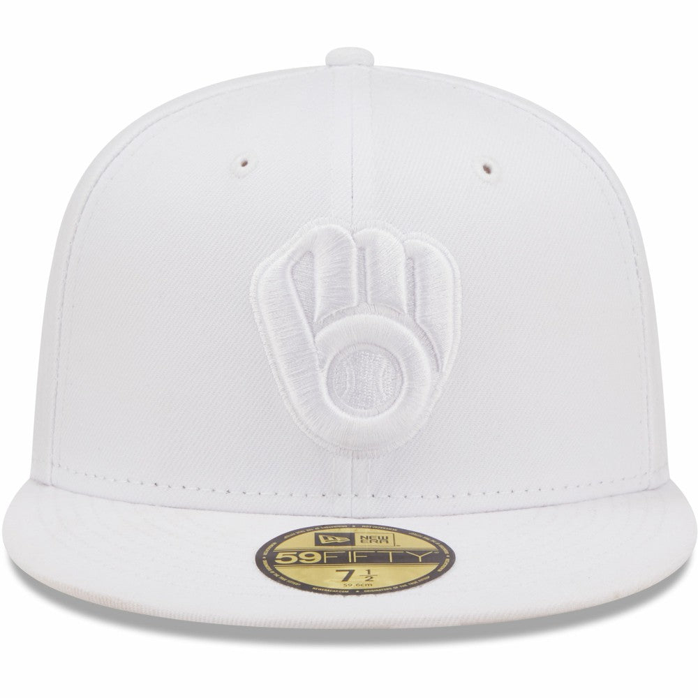 Milwaukee Brewers New Era White on White 59FIFTY Fitted Hat - MLB Hats