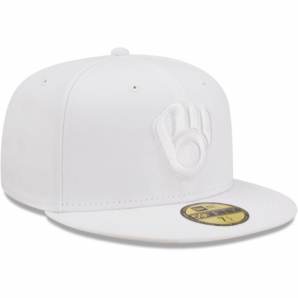 Milwaukee Brewers New Era White on White 59FIFTY Fitted Hat - MLB Hats
