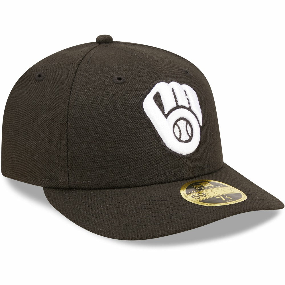 Milwaukee Brewers New Era Black & White Low Profile 59FIFTY Fitted Hat - MLB Hats