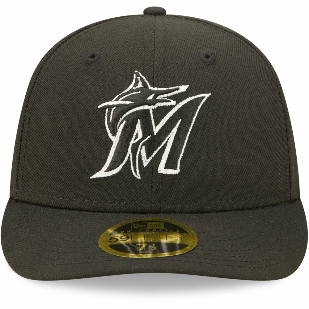 Miami Marlins New Era Black & White Low Profile 59FIFTY Fitted Hat - MLB Hats