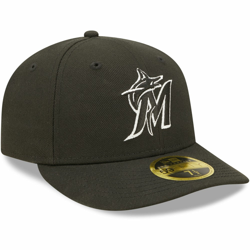 Miami Marlins New Era Black & White Low Profile 59FIFTY Fitted Hat - MLB Hats