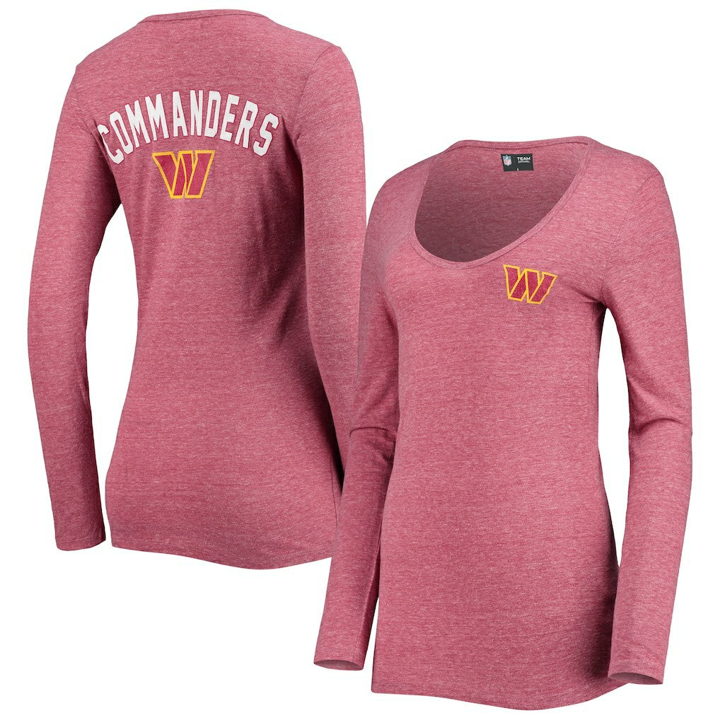 Washington Commanders Women's Scoop Neck Tri-Blend Long Sleeve T-Shirt | NFL Outlet