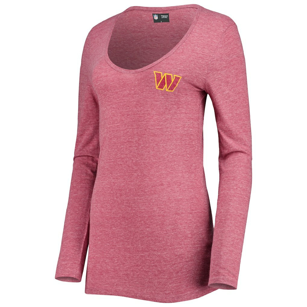 Washington Commanders Women's Scoop Neck Tri-Blend Long Sleeve T-Shirt | NFL Outlet