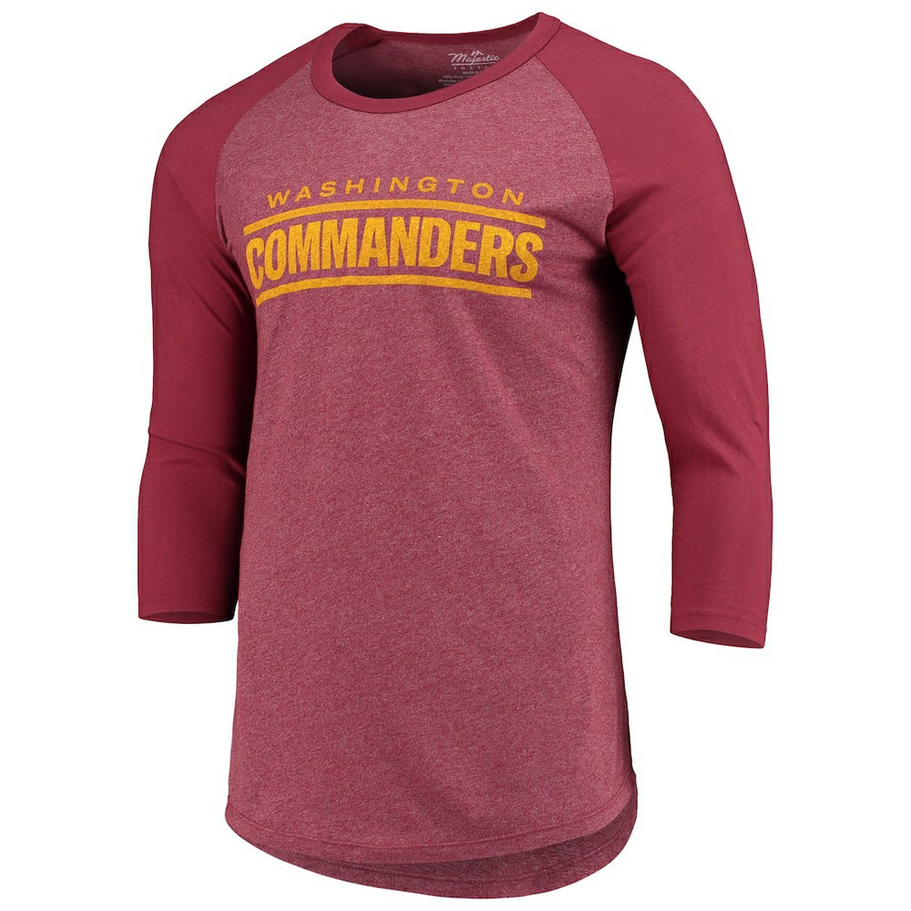 Washington Commanders Majestic Threads Wordmark 3/4-Sleeve Raglan Tri-Blend T-Shirt | NFL US
