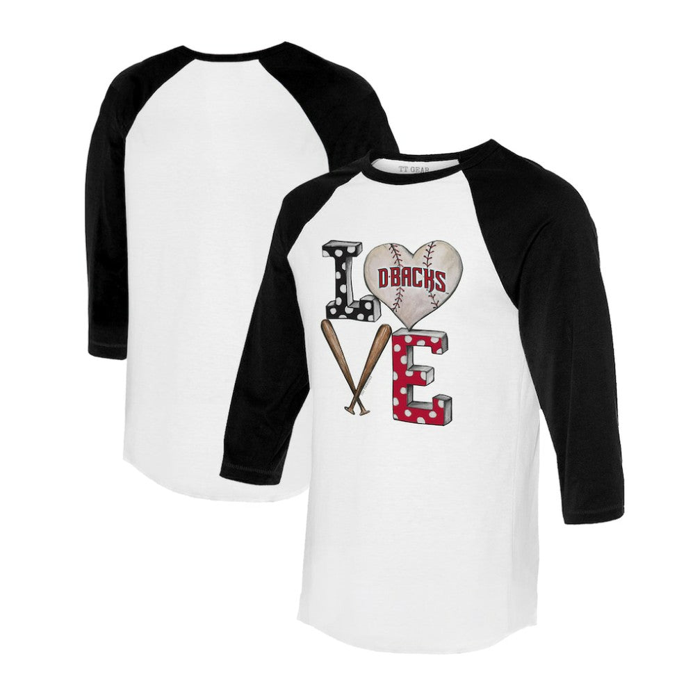 Arizona Diamondbacks Tiny Turnip Women's Baseball Love Raglan 3/4-Sleeve T-Shirt - MLB T-shirts