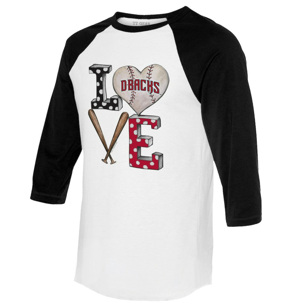 Arizona Diamondbacks Tiny Turnip Women's Baseball Love Raglan 3/4-Sleeve T-Shirt - MLB T-shirts