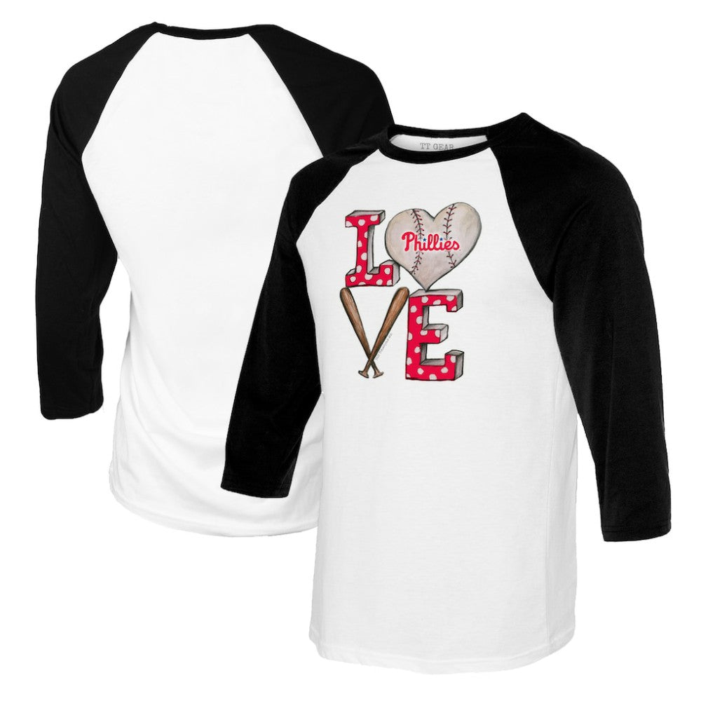 Philadelphia Phillies Tiny Turnip Women's Baseball Love Raglan 3/4-Sleeve T-Shirt - MLB T-shirts