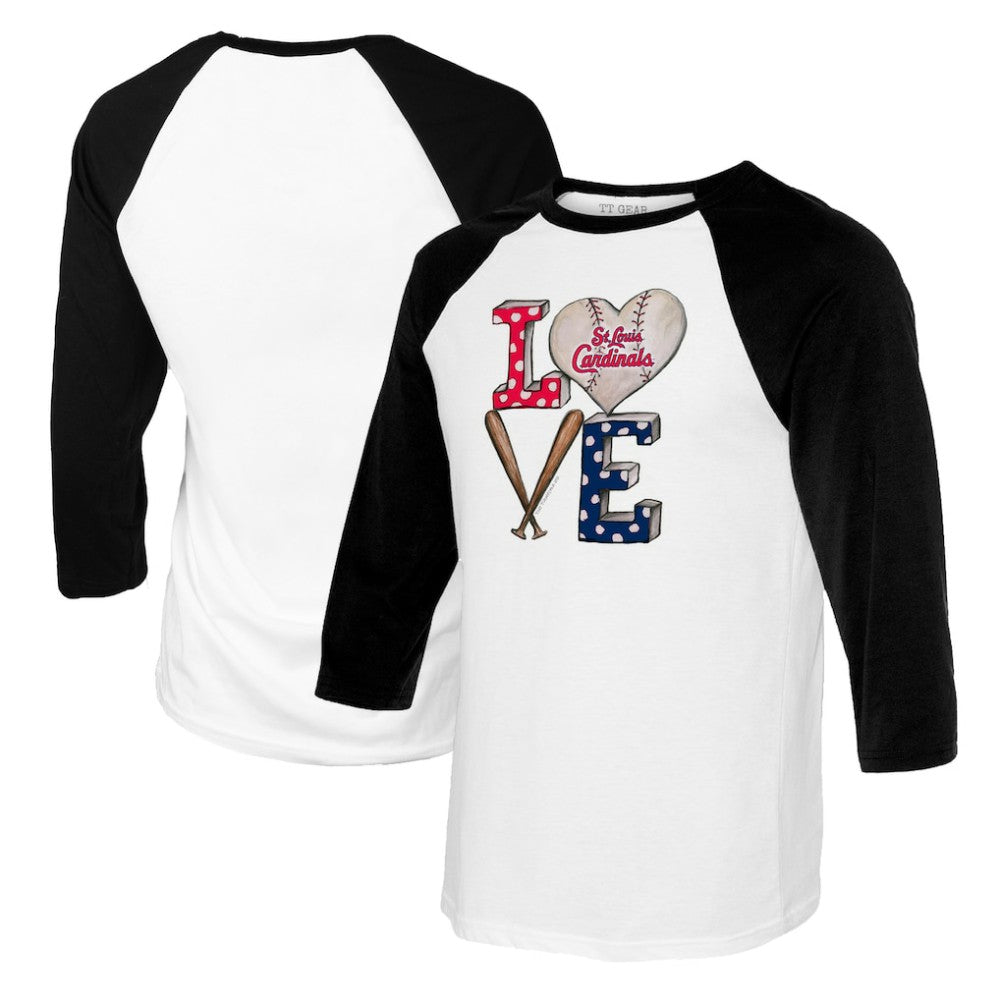 St. Louis Cardinals Tiny Turnip Women's Baseball Love Raglan 3/4-Sleeve T-Shirt - MLB T-shirts