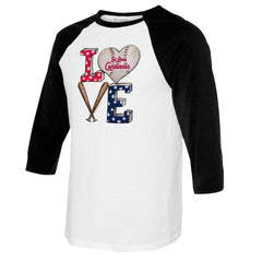 St. Louis Cardinals Tiny Turnip Women's Baseball Love Raglan 3/4-Sleeve T-Shirt - MLB T-shirts