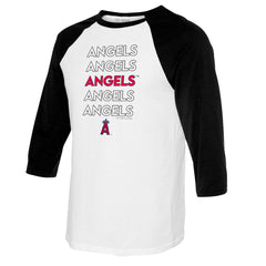 Los Angeles Angels Tiny Turnip Women's Stacked 3/4-Sleeve Raglan T-Shirt - MLB T-shirts