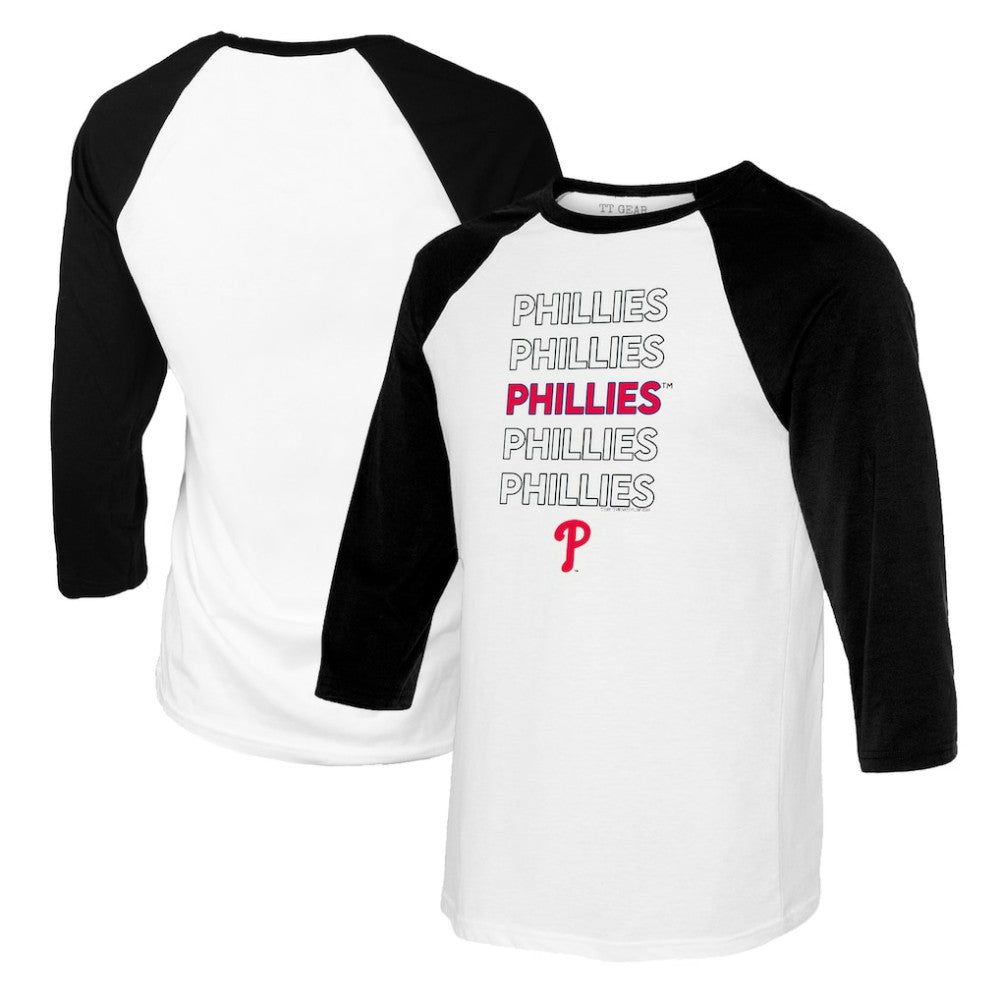 Philadelphia Phillies Tiny Turnip Women's Stacked 3/4-Sleeve Raglan T-Shirt - MLB T-shirts