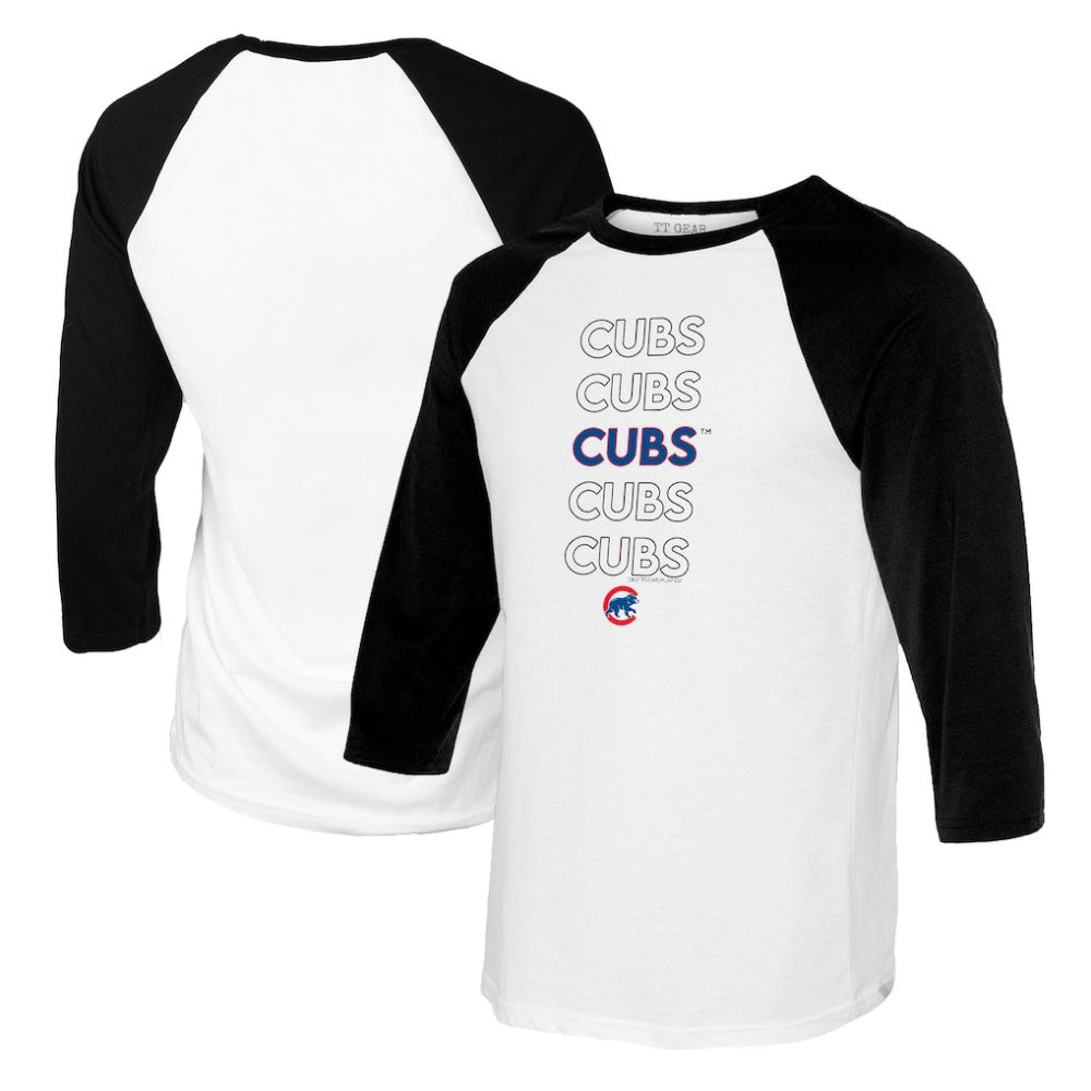 Chicago Cubs Tiny Turnip Youth Stacked Raglan 3/4 Sleeve T-Shirt - MLB T-shirts