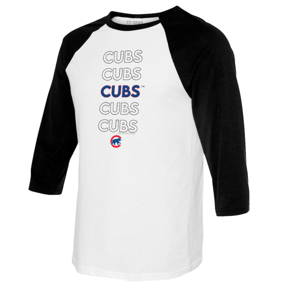 Chicago Cubs Tiny Turnip Youth Stacked Raglan 3/4 Sleeve T-Shirt - MLB T-shirts