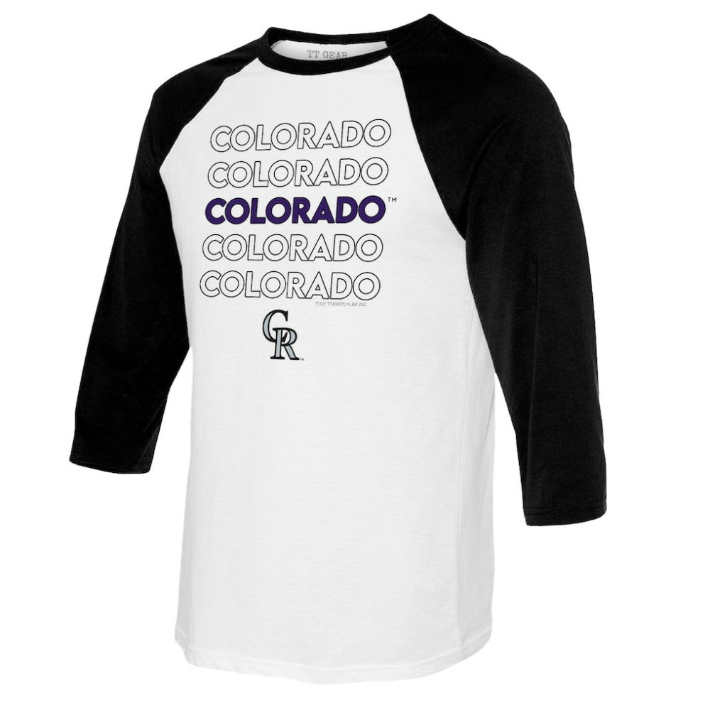 Colorado Rockies Tiny Turnip Youth Stacked Raglan 3/4 Sleeve T-Shirt - MLB T-shirts