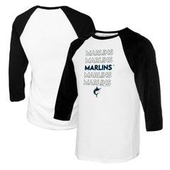 Miami Marlins Tiny Turnip Youth Stacked Raglan 3/4 Sleeve T-Shirt - MLB T-shirts