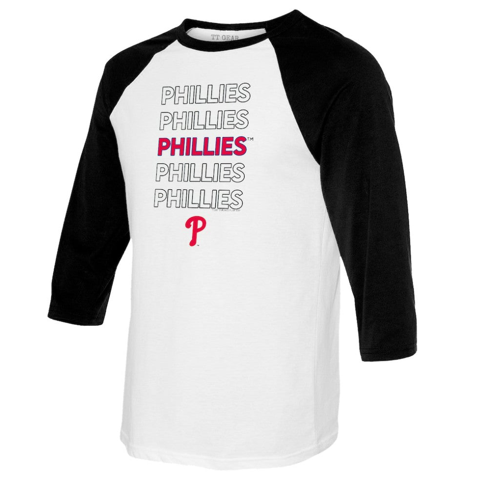 Philadelphia Phillies Tiny Turnip Youth Stacked Raglan 3/4 Sleeve T-Shirt - MLB T-shirts
