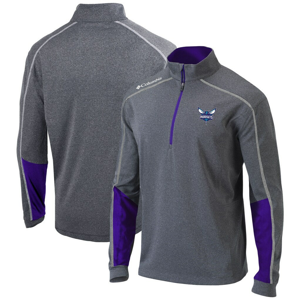 Heathered Gray/Purple Charlotte Hornets Omni-Wick Shotgun 2.0 Quarter-Zip Pullover Top | NBA