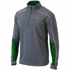 Heathered Gray/Green Milwaukee Bucks Omni-Wick Shotgun 2.0 Quarter-Zip Pullover Top | NBA