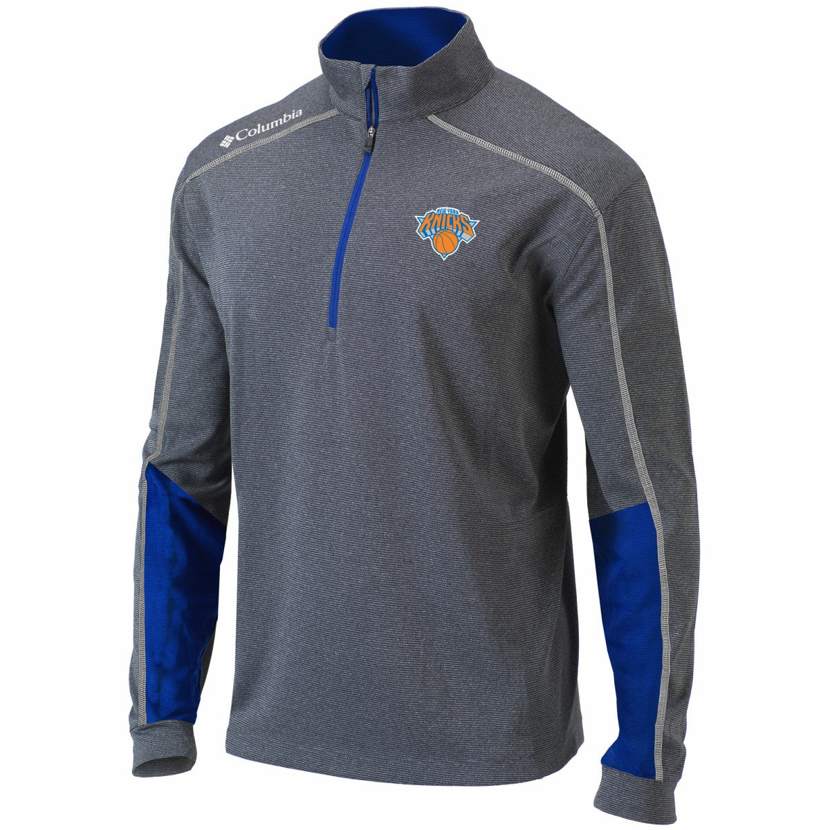 Heathered Gray/Blue New York Knicks Omni-Wick Shotgun 2.0 Quarter-Zip Pullover Top | NBA