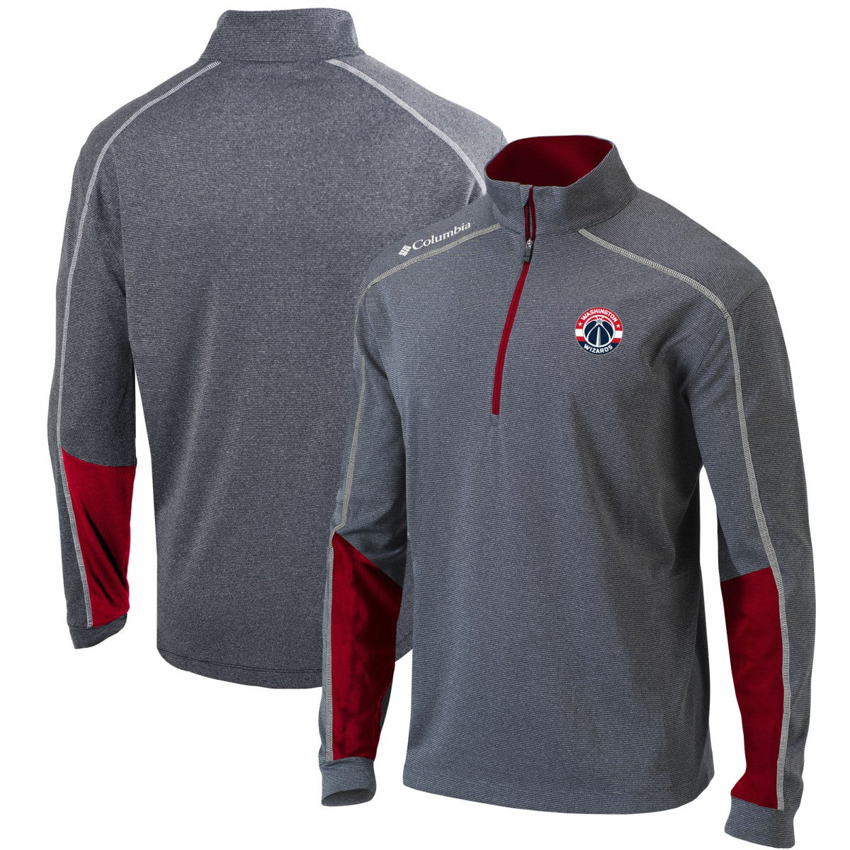 Heathered Gray/Red Washington Wizards Omni-Wick Shotgun 2.0 Quarter-Zip Pullover Top | NBA