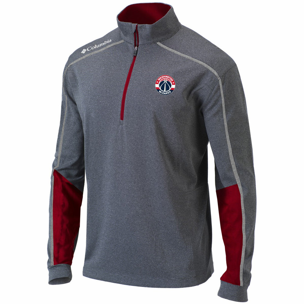 Heathered Gray/Red Washington Wizards Omni-Wick Shotgun 2.0 Quarter-Zip Pullover Top | NBA