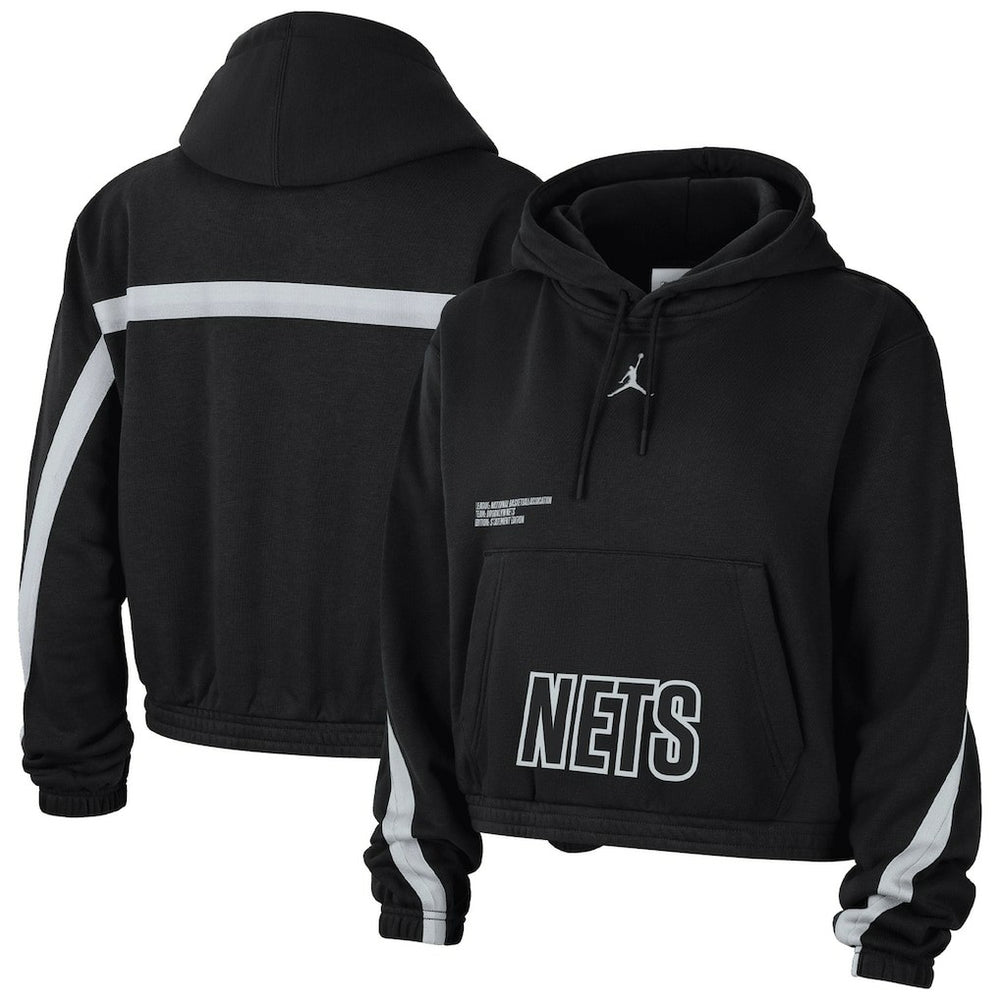 Black Brooklyn Nets Jordan Brand Women's Courtside Statement Edition Pullover Hoodie | NBA
