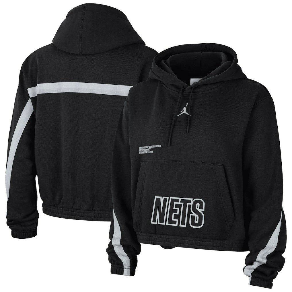 Black Brooklyn Nets Jordan Brand Women's Courtside Statement Edition Pullover Hoodie | NBA