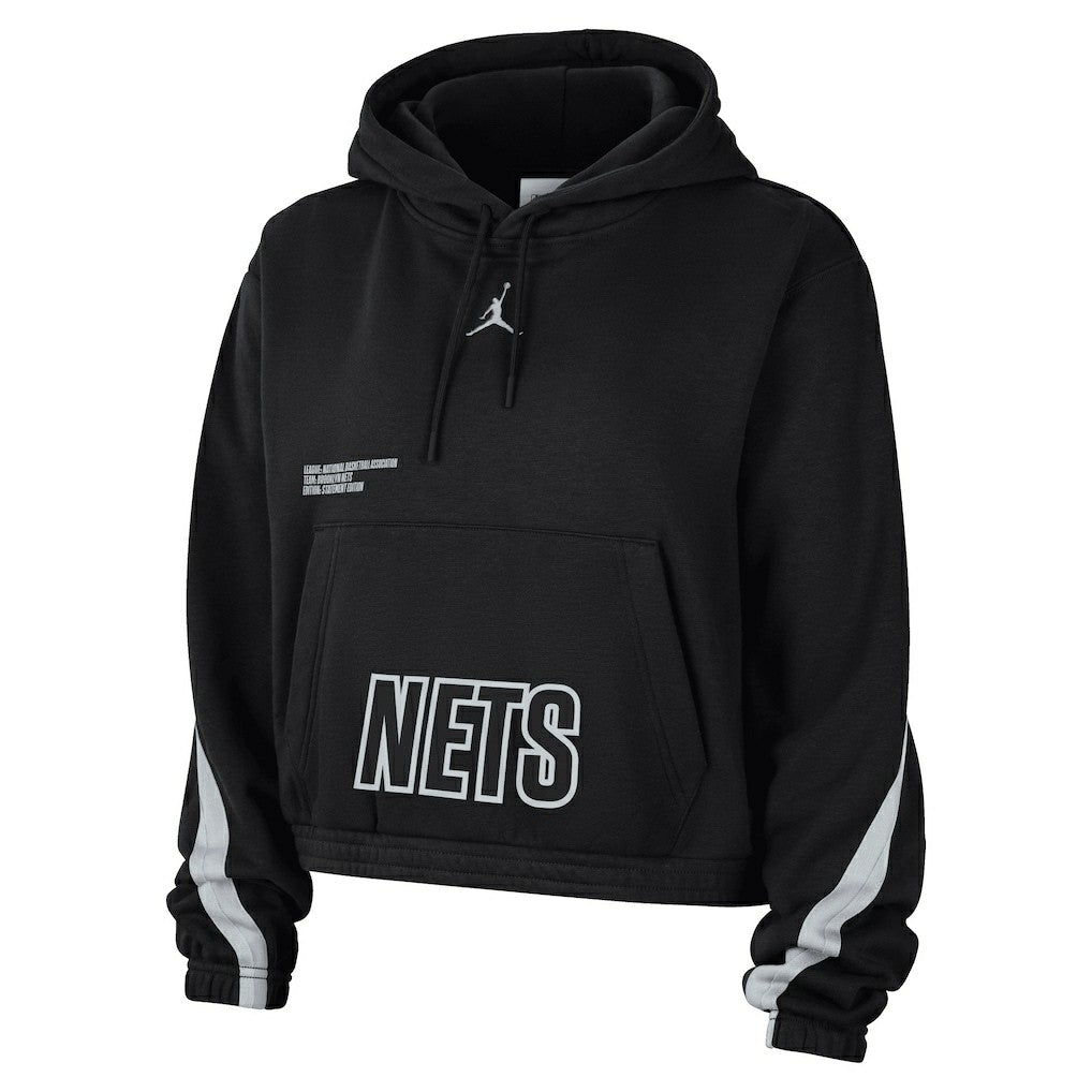 Black Brooklyn Nets Jordan Brand Women's Courtside Statement Edition Pullover Hoodie | NBA