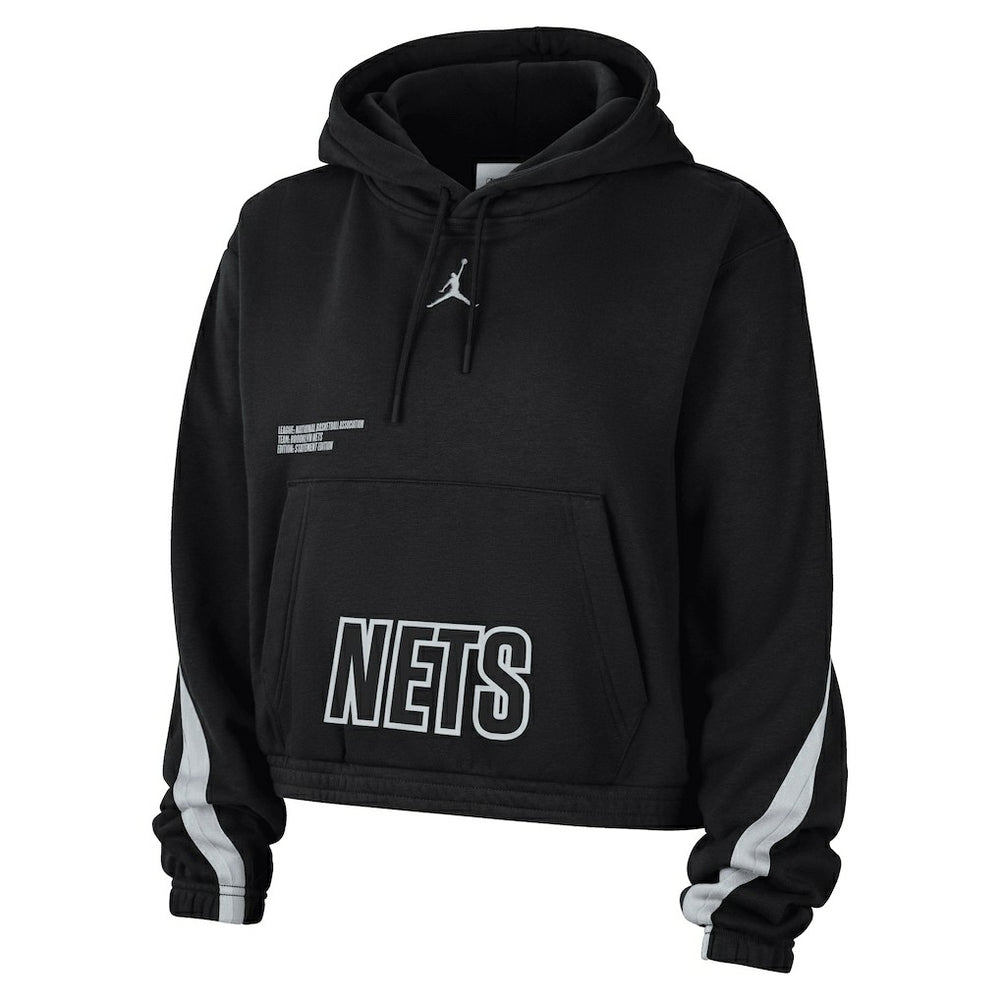 Black Brooklyn Nets Jordan Brand Women's Courtside Statement Edition Pullover Hoodie | NBA