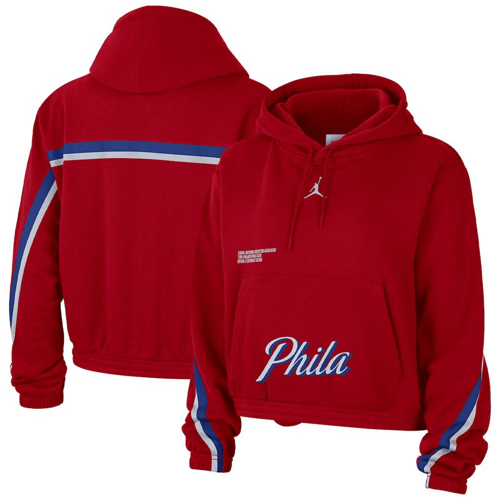 Red Philadelphia 76ers Jordan Brand Women's Courtside Statement Edition Pullover Hoodie | NBA