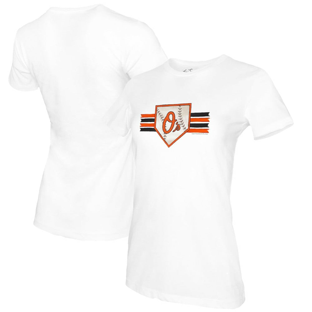 Baltimore Orioles Tiny Turnip Women's Base Stripe T-Shirt - MLB T-shirts