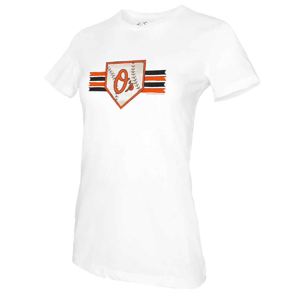 Baltimore Orioles Tiny Turnip Women's Base Stripe T-Shirt - MLB T-shirts