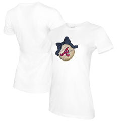 Atlanta Braves Tiny Turnip Women's Baseball Bow T-Shirt - MLB T-shirts