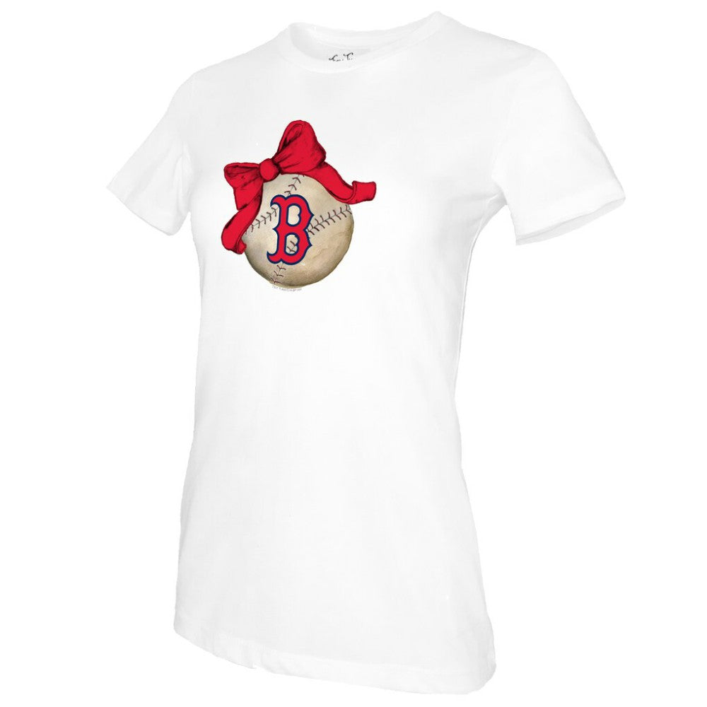 Boston Red Sox Tiny Turnip Women's Baseball Bow T-Shirt - MLB T-shirts