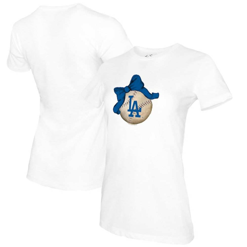 Los Angeles Dodgers Tiny Turnip Women's Baseball Bow T-Shirt - MLB T-shirts