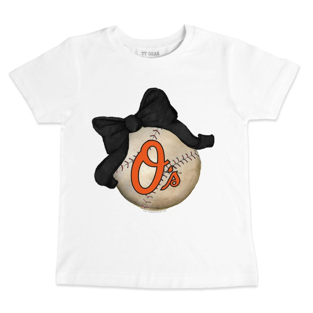 Baltimore Orioles Tiny Turnip Youth Baseball Bow T-Shirt - MLB T-shirts