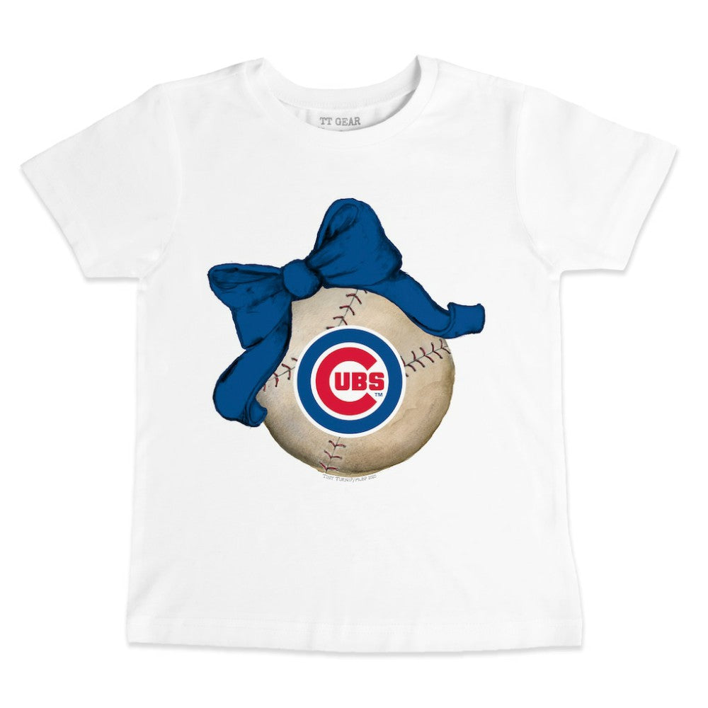 Chicago Cubs Tiny Turnip Youth Baseball Bow T-Shirt - MLB T-shirts