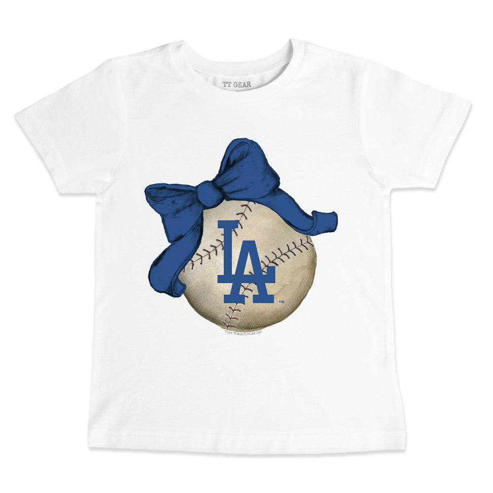 Los Angeles Dodgers Tiny Turnip Youth Baseball Bow T-Shirt - MLB T-shirts