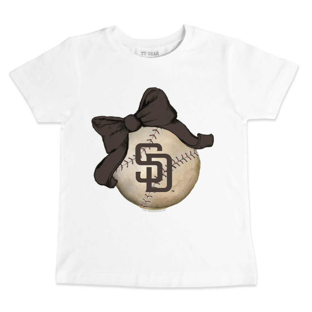 San Diego Padres Tiny Turnip Youth Baseball Bow T-Shirt - MLB T-shirts