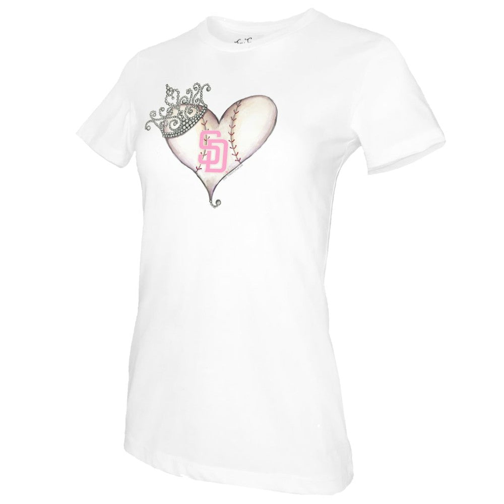 San Diego Padres Tiny Turnip Women's Baseball Tiara Heart T-Shirt - MLB T-shirts
