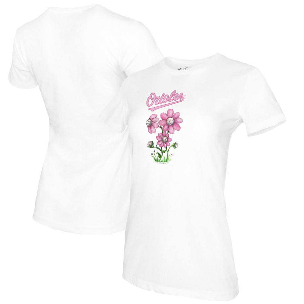 Baltimore Orioles Tiny Turnip Women's Blooming Baseballs T-Shirt - MLB T-shirts
