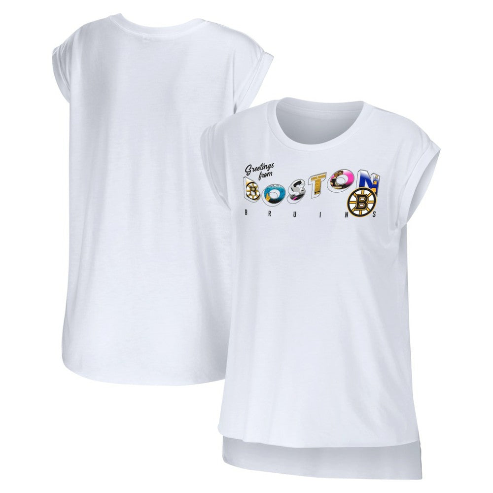 Boston Bruins WEAR by Erin Andrews Women's Greetings From Muscle T-Shirt -  NHL T-shirts