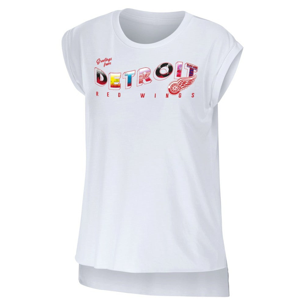 Detroit Red Wings WEAR by Erin Andrews Women's Greetings From Muscle T-Shirt -  NHL T-shirts