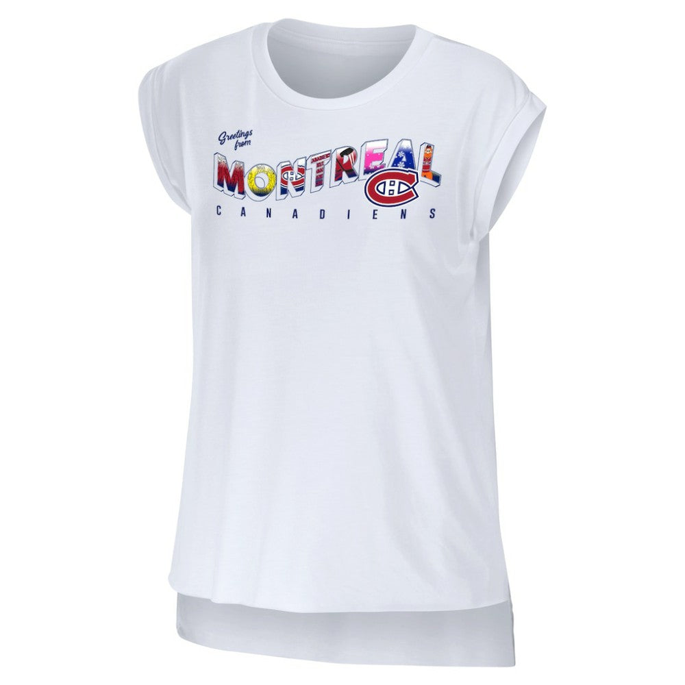 Montreal Canadiens WEAR by Erin Andrews Women's Greetings From Muscle T-Shirt -  NHL T-shirts