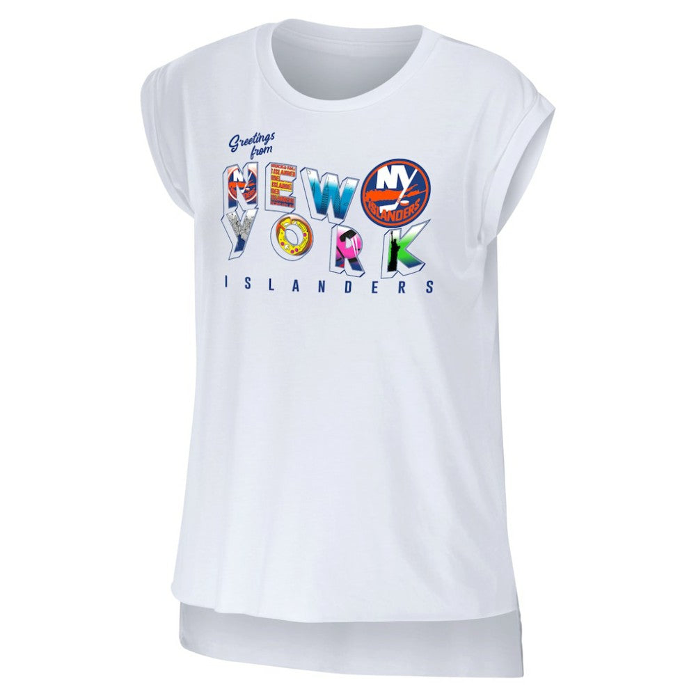 New York Islanders WEAR by Erin Andrews Women's Greetings From Muscle T-Shirt -  NHL T-shirts