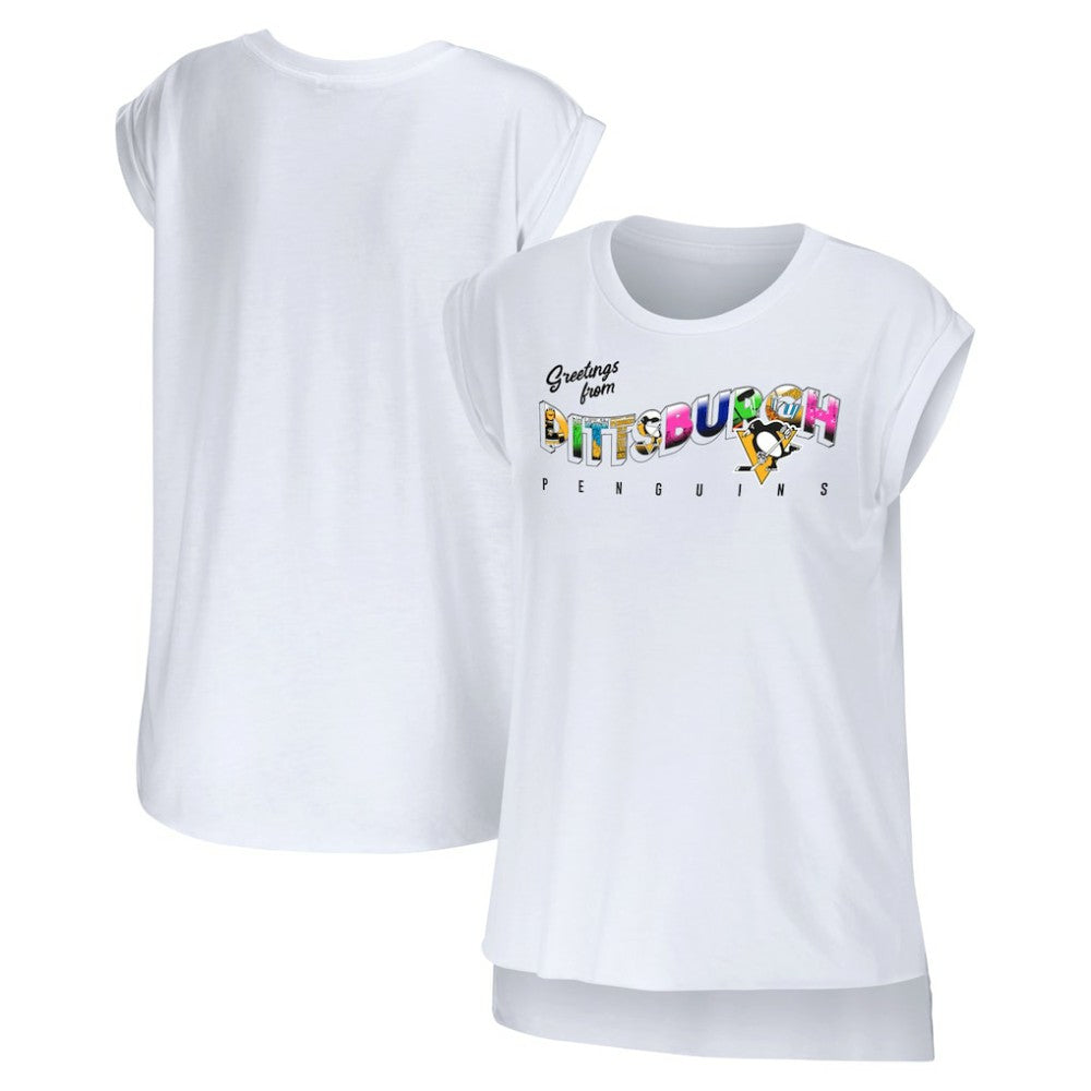 Pittsburgh Penguins WEAR by Erin Andrews Women's Greetings From Muscle T-Shirt -  NHL T-shirts