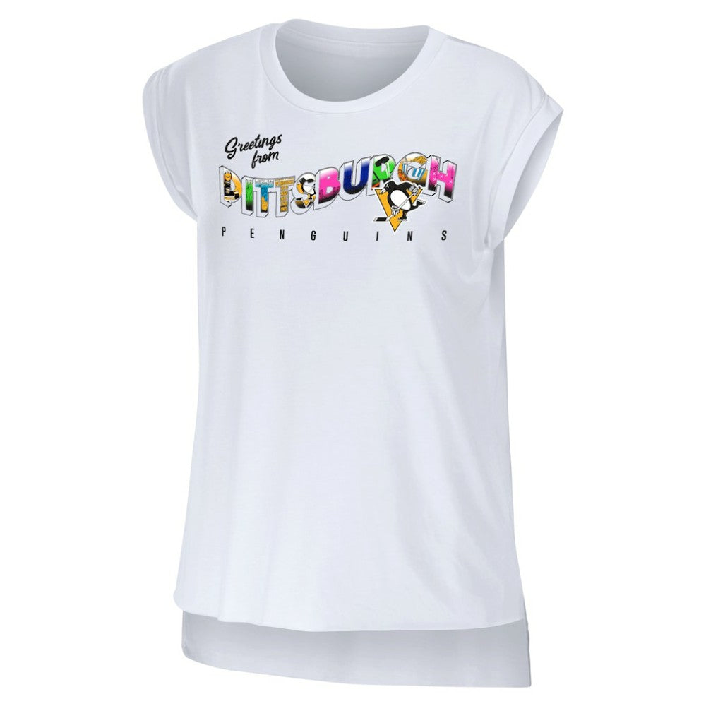 Pittsburgh Penguins WEAR by Erin Andrews Women's Greetings From Muscle T-Shirt -  NHL T-shirts